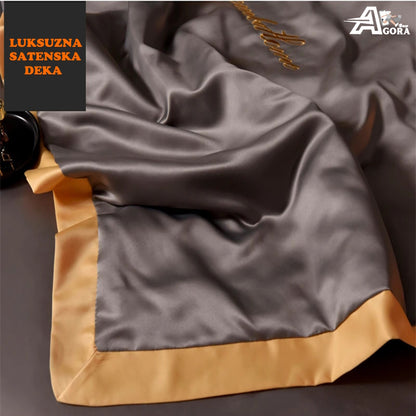 Luksuzna satenska deka - Siva